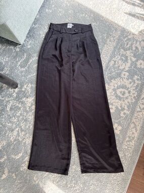 Princess Polly Black High-Waist Wide Leg Pants